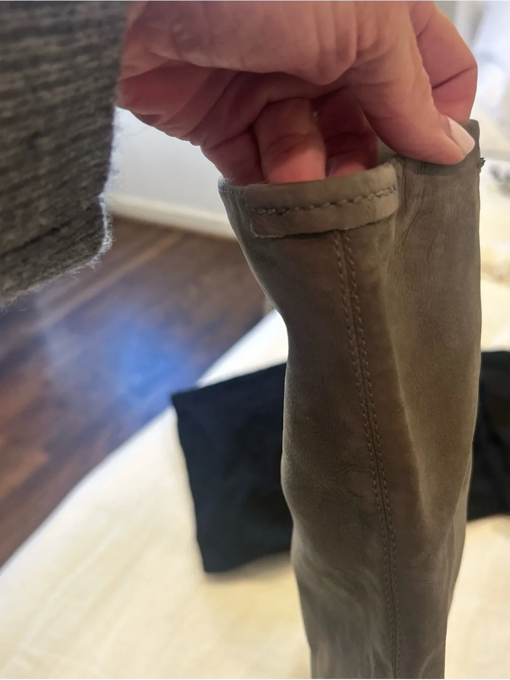 Donna Karan grey Suede Knee-High Boots